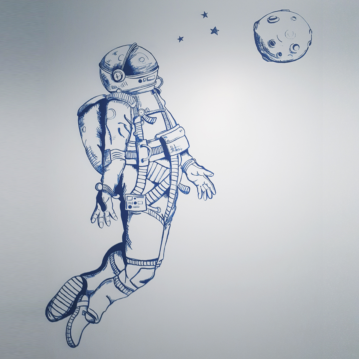 рисунок космонавта в детской 
